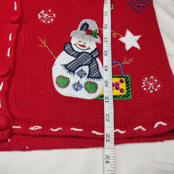 NWT Deadstock Ugly Christmas Sweater Vest Red Small Beaded Snowman Bobbie Brooks - Picture 11 of 11